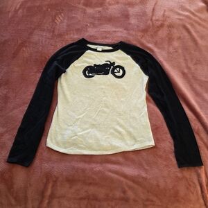 Lucky Brand Black & White Motorcycle Motif Sweater